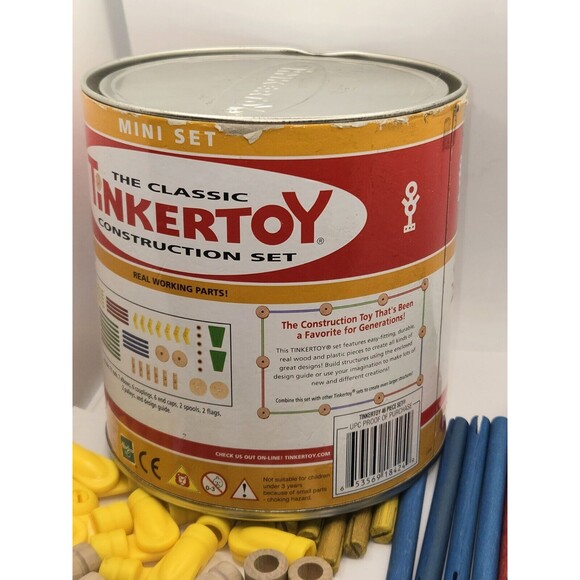 Classic TINKERTOY Construction Set 41 Pieces Playskool Wood Mini Set missing 5 - Picture 12 of 16